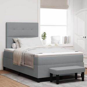Postel s boxspringem s čelo Světle šedá 120 x 190 cm textil 3344051