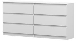 Komoda SOLO 6S, vhodná do ložnice, komoda/servantka o šířce 180 cm, barva bílá/bílá, šest zásuvek, bez úchytek