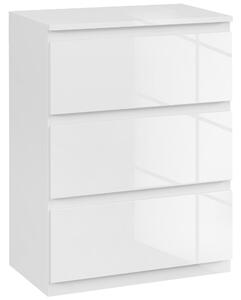 HOMCOM Komoda se 3 zásuvkami Moderní komoda do ložnice s designem proti převrhnutí 55x34x75 cm Světlá bílá | Aosom