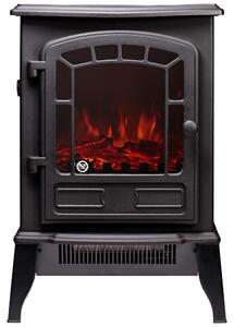 Elektrický sporák Sureflame Ripon v černé barvě, rozměry 56,5 cm x 38 cm x 24 cm, LED plamen, topný výkon 0,9 kW – 1,8 kW