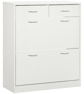 HOMCOM Úzký botník s 2 sklápěcími zásuvkami a 2 vyjímatelnými zásuvkami pro 12 párů bot, pro vstupní prostory, 80x30x91,5 cm, bílý | Aosom
