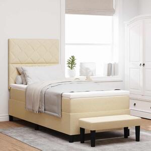 Postel s boxspringem s čelo Krémová 90 x 190 cm textil 3344112