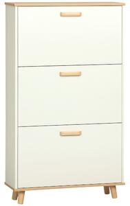 HOMCOM Moderní botník Úzký botníkový regál s 3 skládacími zásuvkami pro 12 párů obuvi a nastavitelnou policí pro předsíň 70x23,5x122 cm Bílý | Aosom