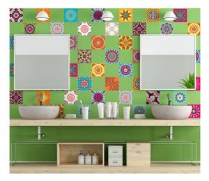Sada 60 dekorativních samolepek na stěnu Ambiance Flow, 15 x 15 cm