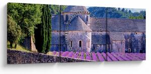 Obraz - Levandulové pole (s hodinami) (90x30 cm)