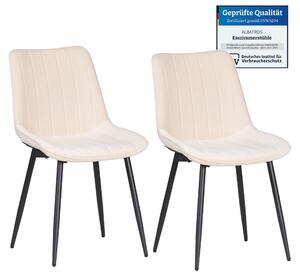 Albatros BOSA sametová židle béžová - sada 2 jídelních židlí v moderním retro designu, čalouněná a ergonomická, potah testovaný DEKRA, snadná údržba