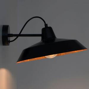 Černé nástěnné svítidlo s detailem v měděné barvě Bulb Attack Cinco Basic