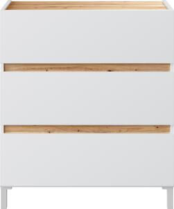 Komoda se 3 zásuvkami v dubovém a bílém provedení, šířka 79 cm - TEMPUS