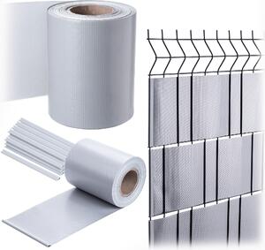 KADAX PVC stínící pásy 35 m x 19 cm, šedé pro dvojitý plot, stínící pásy s 20 upevňovacími klipy, větrná clona, plotová fólie pro plot z pletiva