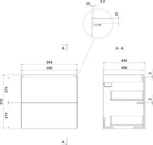 Cersanit Larga skříňka 59.4x44.4x57.2 cm závěsná pod umyvadlo bílá S932-070
