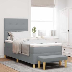 Postel s boxspringem s čelo Světle šedá 200 x 80 cm textil 3344254
