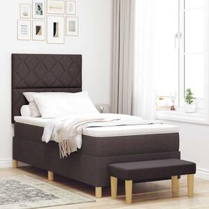 Postel s boxspringem s čelo Tmavě hnědá 190 x 90 cm textil 3344341