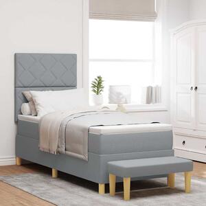 Postel s boxspringem s čelo Světle šedá 200 x 80 cm textil 3344331