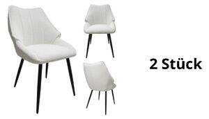 2x bouclé židle bílá černá – čalouněná židle jídelní židle kuchyňská židle moderní kovové nohy skandinávský styl