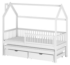 Bílá domečková dětská postel s úložným prostorem 70x160 cm Papi - Lano Meble