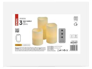 EMOS LED dekorace - vosková svíčka, různé velikosti, 3x AAA, vnitřní, vintage, 3 ks, ovladač DCCV07