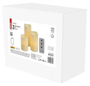 EMOS LED dekorace - vosková svíčka, různé velikosti, 3x AAA, vnitřní, vintage, 3 ks, ovladač DCCV07