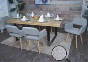 Sada 6 jídelních židlí HWC-A50 II, židle kuchyňská židle čalouněná židle, dřevo látka/textil bouclé (450g/m²) šedá