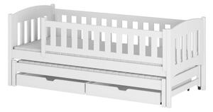 Bílá dětská postel s výsuvným lůžkem s úložným prostorem 80x180 cm Amelka - Lano Meble
