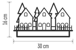 EMOS LED dekorace dřevěná bílá - vesnička, 16 cm, 2x AA, vnitřní, teplá bílá, časovač DCWW21