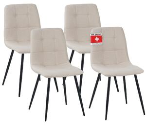 Jídelní židle Albatros sada 4 ks BORA Beige - Pohodlná čalouněná židle pro moderní a stylový design u jídelního stolu - Kuchyňská židle nebo židle do jídelny s vysokou nosností až 110 kg