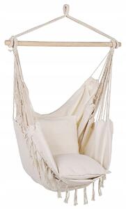 Závěsné křeslo houpací síť boho béžové