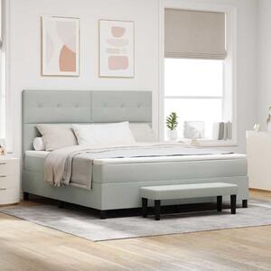 Postel s boxspringem s čelo Světle šedá 200 x 180 cm samet 3344528