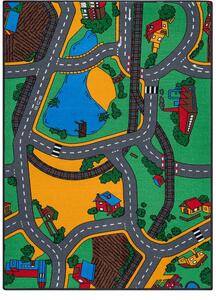 Breno Kusový koberec RAILROADS 95 - zelená silnice, 95x133 cm, Vícebarevné