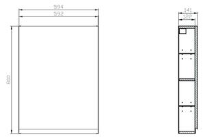 Cersanit Moduo skříňka 59.4x14.1x80 cm boční závěsné bílá S929-016