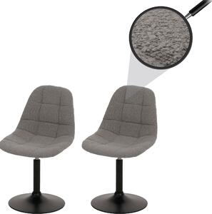Sada 2 jídelních židlí HWC-A60, kuchyňská otočná židle, ocel Tkanina /textil bouclé (450g/m²) šedá