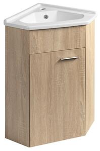 Aqualine Aqualine, ZOJA rohová umyvadlová skříňka 39x74x39cm, dub platin, 50346