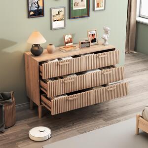 Komoda ProximaX z přírodního dřeva se 6 zásuvkami: moderní vertikální design, velký úložný prostor a minimalistický styl