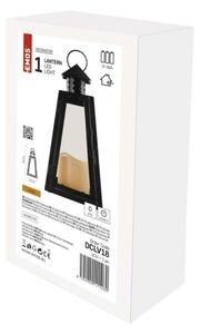 EMOS LED lucerna černá, hranatá, 26,5 cm, 3x AAA, vnitřní, vintage DCLV18
