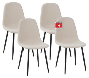 Jídelní židle Albatros BARI s látkovým potahem, sada 4 kusů v béžové barvě, stylový vintage design, nosnost 110 kg, čalouněná židle - moderní kuchyňská židle