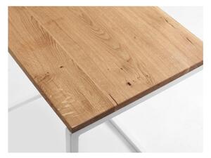 Stůl s bílým podnožím a deskou z masivního dubu CustomForm Lupe