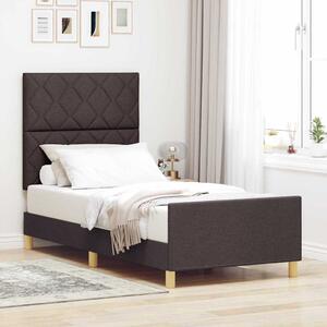 Rám postele s čelo Tmavě hnědá 90 x 190 cm textil 3344770