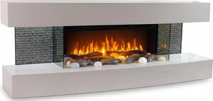 CHEMIN'ARTE - Elektrický nástěnný krb Lounge White 120 cm s efektem LED plamene, programovatelné topení, dálkové ovládání