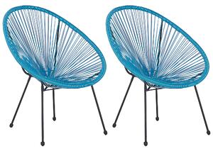 Sada 2 ratanových židlí modrých ø 70 cm ACAPULCO II