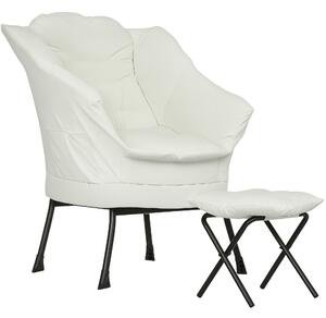 HOMCOM Recliner do Obývacího Pokoj s Ottomany Relaxační Křeslo pro Ložnici s Bočními Kapsami a Ocelovými Nohami Krémové | Aosom