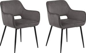 Sametová jídelní židle Smuk Aelin Dark Grey - 2 kusy