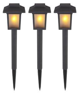 Globo 33577-3 solární svítidlo lucerna zapichovací, efekt ohně, 3 ks v balení LED 10x0,1W 1800K, včetne baterie 1xAAA 1,2V 200mAh Ni-Mh, IP44, černá, satinovaná
