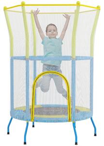 Dětský trampolína AIYAPLAY Ø140x190 cm pro děti ve věku 3-6 let se síťkou a měkčenými tyčemi, nosnost 45 kg, pro vnitřní použití, vícebarevný | Aosom