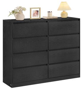 Komoda VASAGLE, úložná skříňka s 8 zásuvkami, do ložnice, 40 x 119,4 x 97,5 cm, moderní, černá