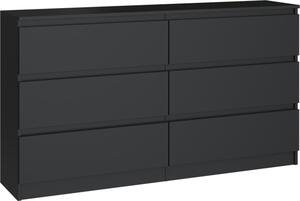 Topeshop M6 140 CZAR 2X3, Černá, 6 zásuvka/zásuvek, Dřevotřískové desky, Jednobarevný, Moderní, Dřevotřískové desky