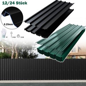 XINZI 12x vlnitý trapézový plech Pozinkovaný ocelový střešní plech, střešní plech 0,25 mm, včetně 120 šroubů a rukavic, plech pro garážový zahradní domek, zelený