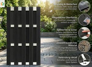 WPC plot CARMENO - 1x prvek, cca 180 x 90 cm - černý