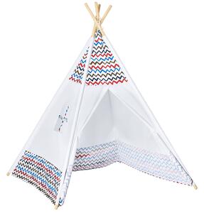 HOMCOM Dětský Teepee Stan pro děti od 3 let - Přenosný Dřevěný Tipi s Okénkem pro Vnitřní a Venkovní Použití 120x120x155 cm Bílý | Aosom