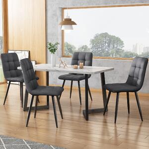 Sweiko jídelní židle (4 ks), tmavě šedá, sada 4 čalouněných židlí Designová židle s opěradlem, plátěný sedák Kovový rám