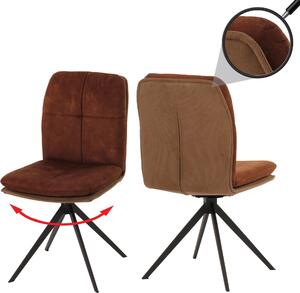 Sada 2 jídelních židlí HWC-M68, kuchyňská židle křeslo, otočná automatická poloha, kov tkanina/textil hnědá