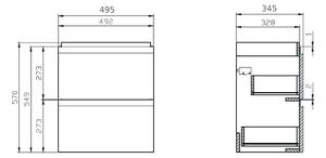 Cersanit Moduo skříňka 49.5x34.5x57 cm závěsná pod umyvadlo bílá S929-006